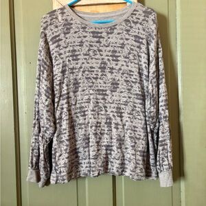 Lou & Grey Gray Textured Long Sleeve Top